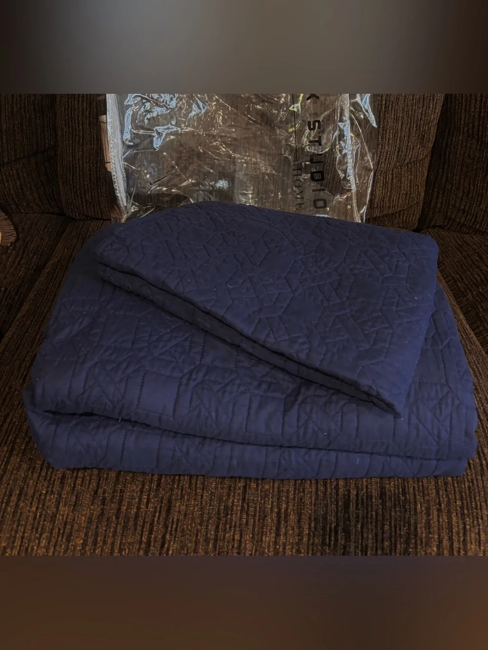 Max Studio Quilted Twin Set in Navy